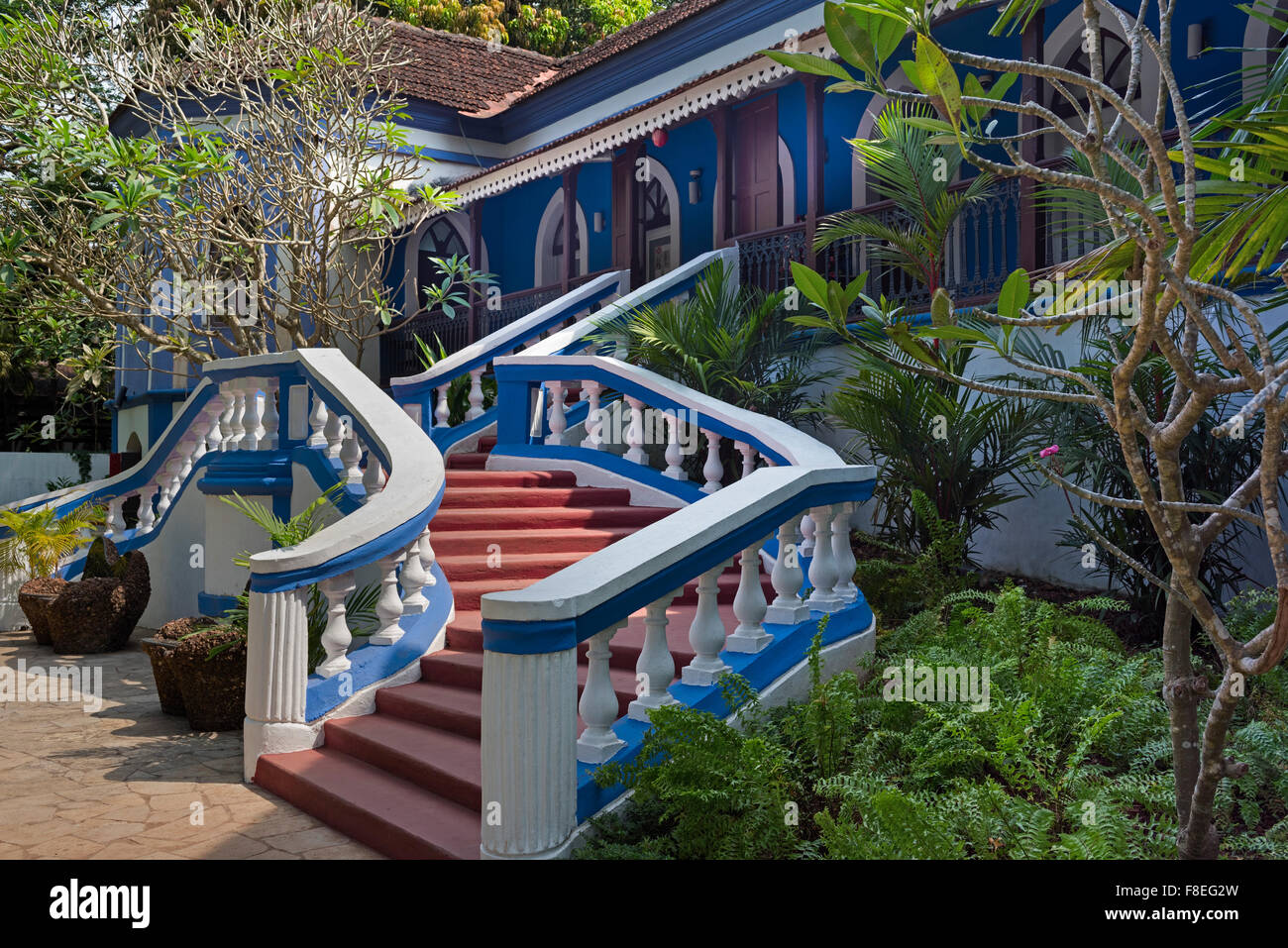 In stile tradizionale portoghese Altinho villa Panjim Goa in India Foto Stock