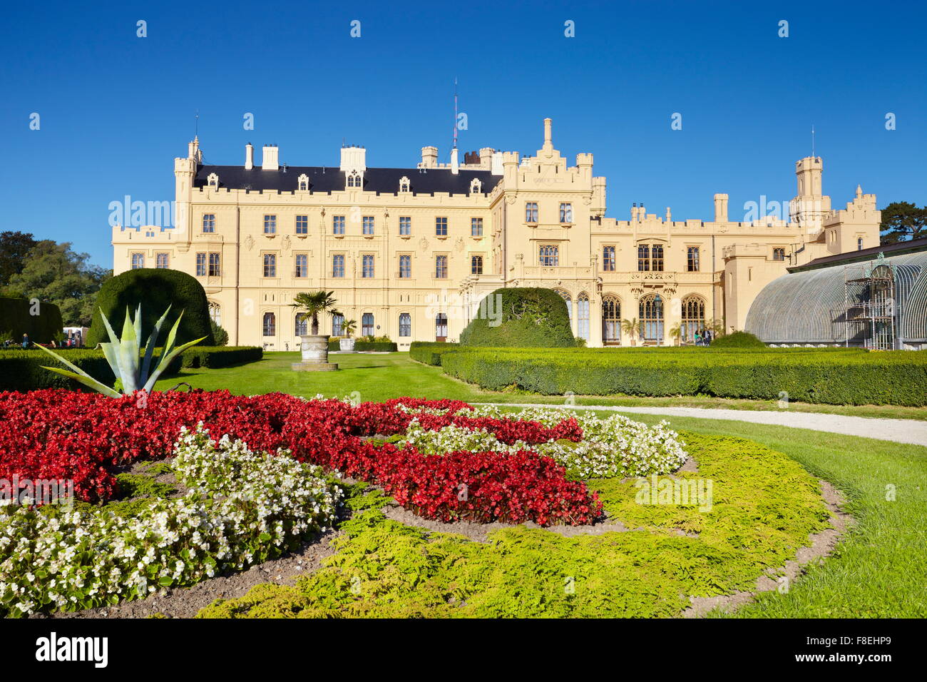 Il castello di Lednice, Repubblica Ceca, Europa Foto Stock