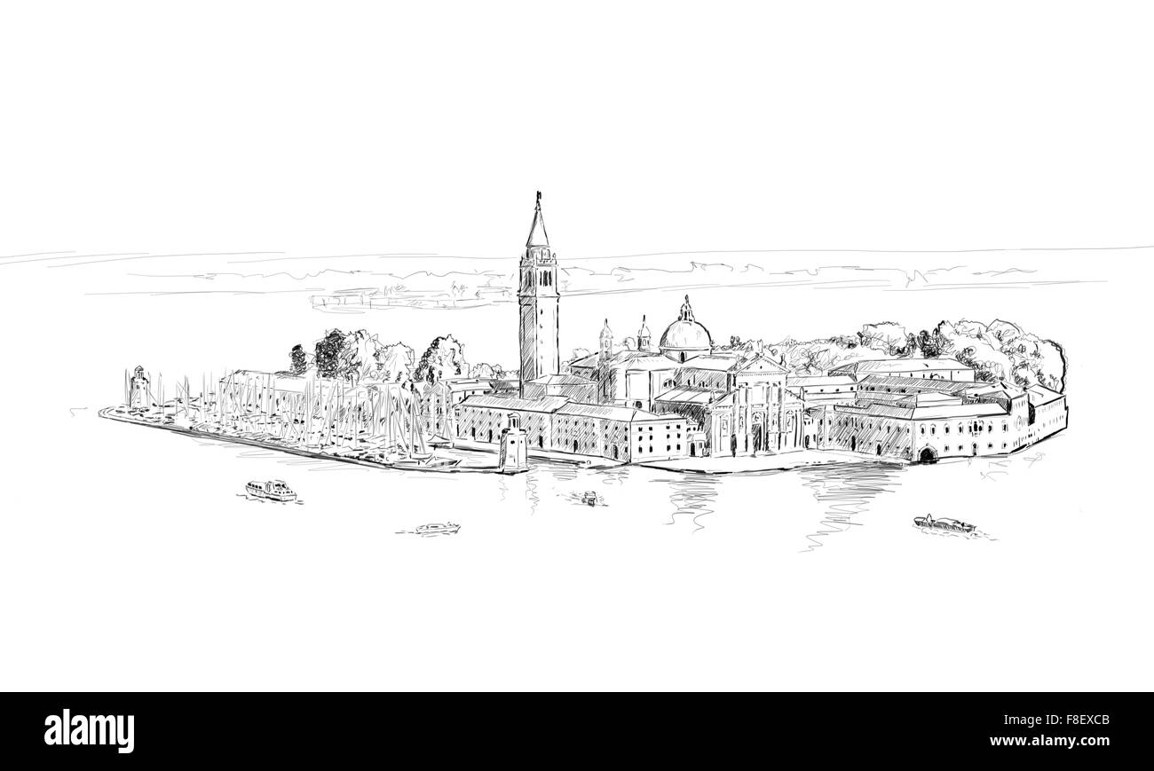 Digitaly dipinto di San Giorgio a Venezia Foto Stock