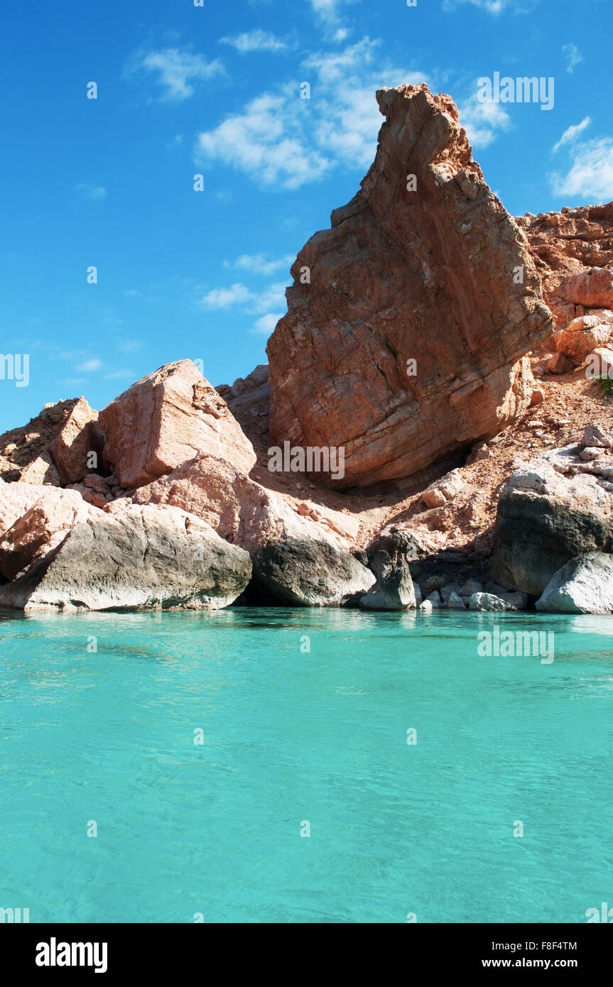 L'area protetta di Shauab spiaggia del golfo di Aden, Mare Arabico, isola di Socotra, Yemen, Medio Oriente. Biodiversità unico Foto Stock