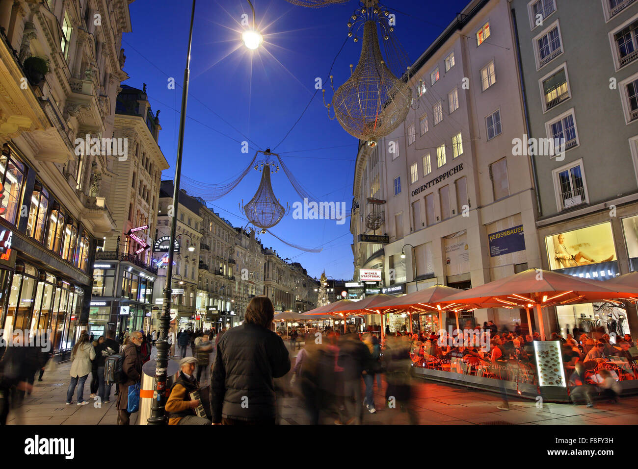 Graben, una delle principali strade commerciali di Vienna, Austria. Foto Stock