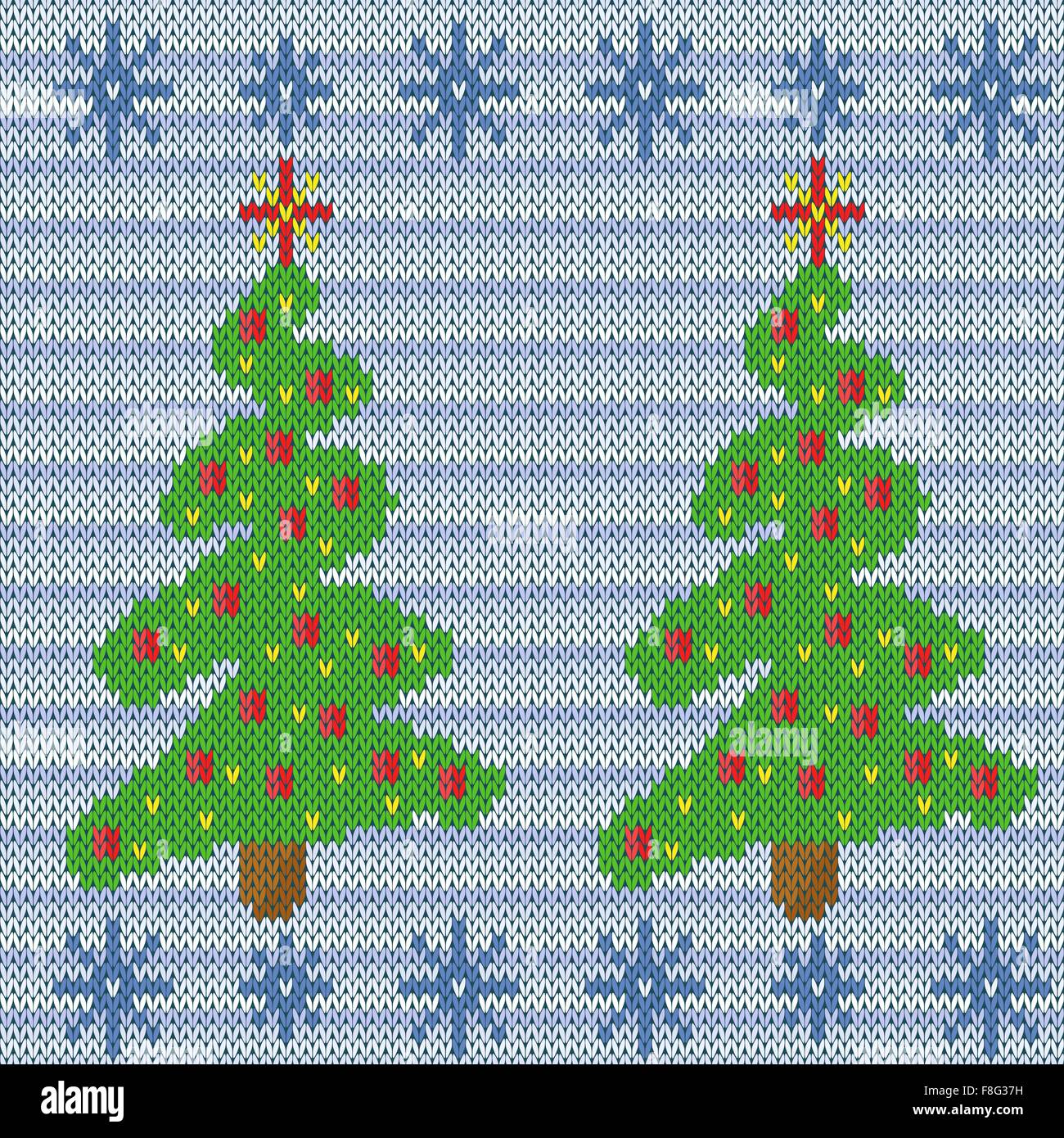 Alberi di Natale con i dettagli di ornati rende stilizzato in maglia occupazione, perfetta configurazione vettore Illustrazione Vettoriale