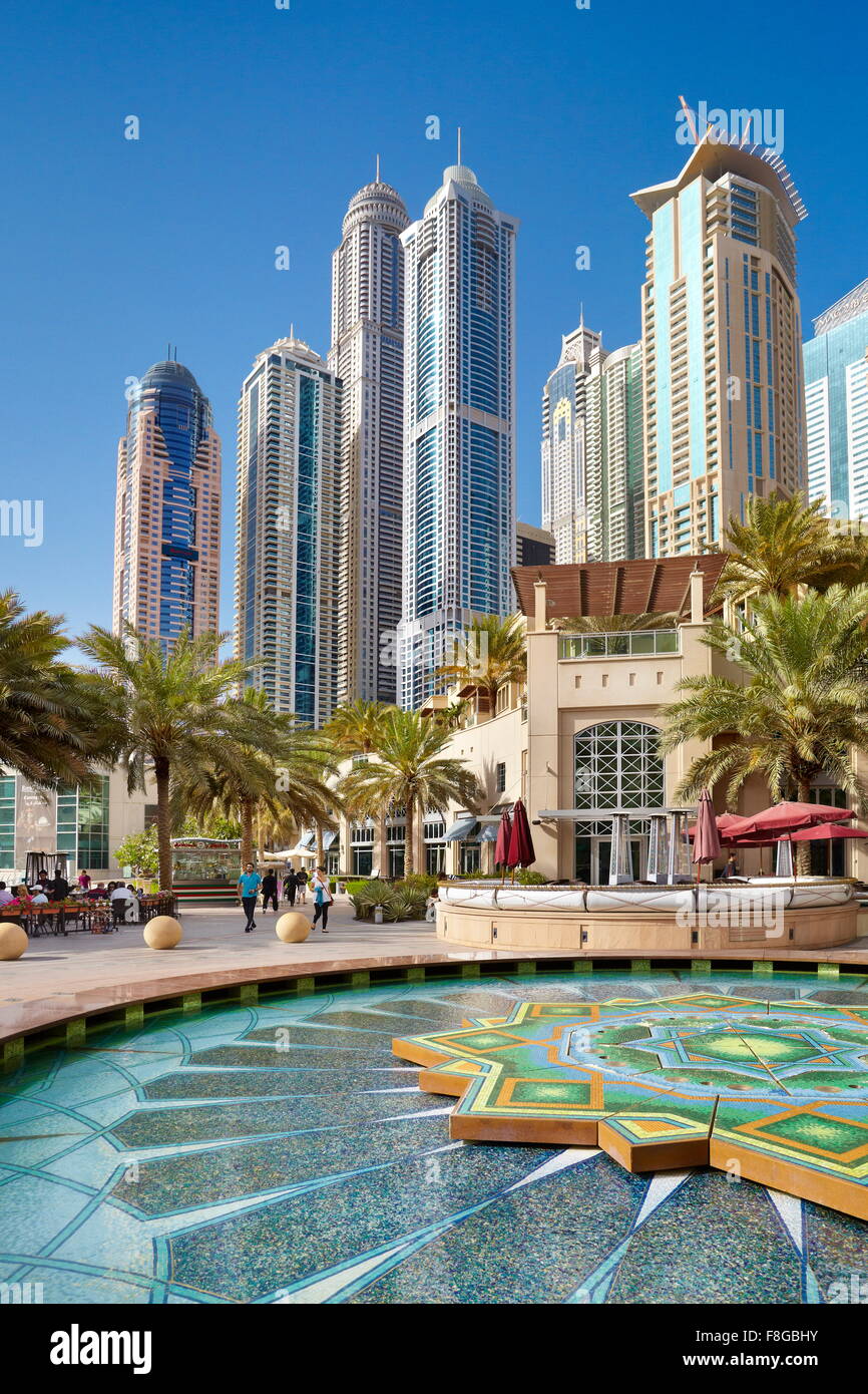 Dubai cityscape - Marina, Emirati Arabi Uniti Foto Stock