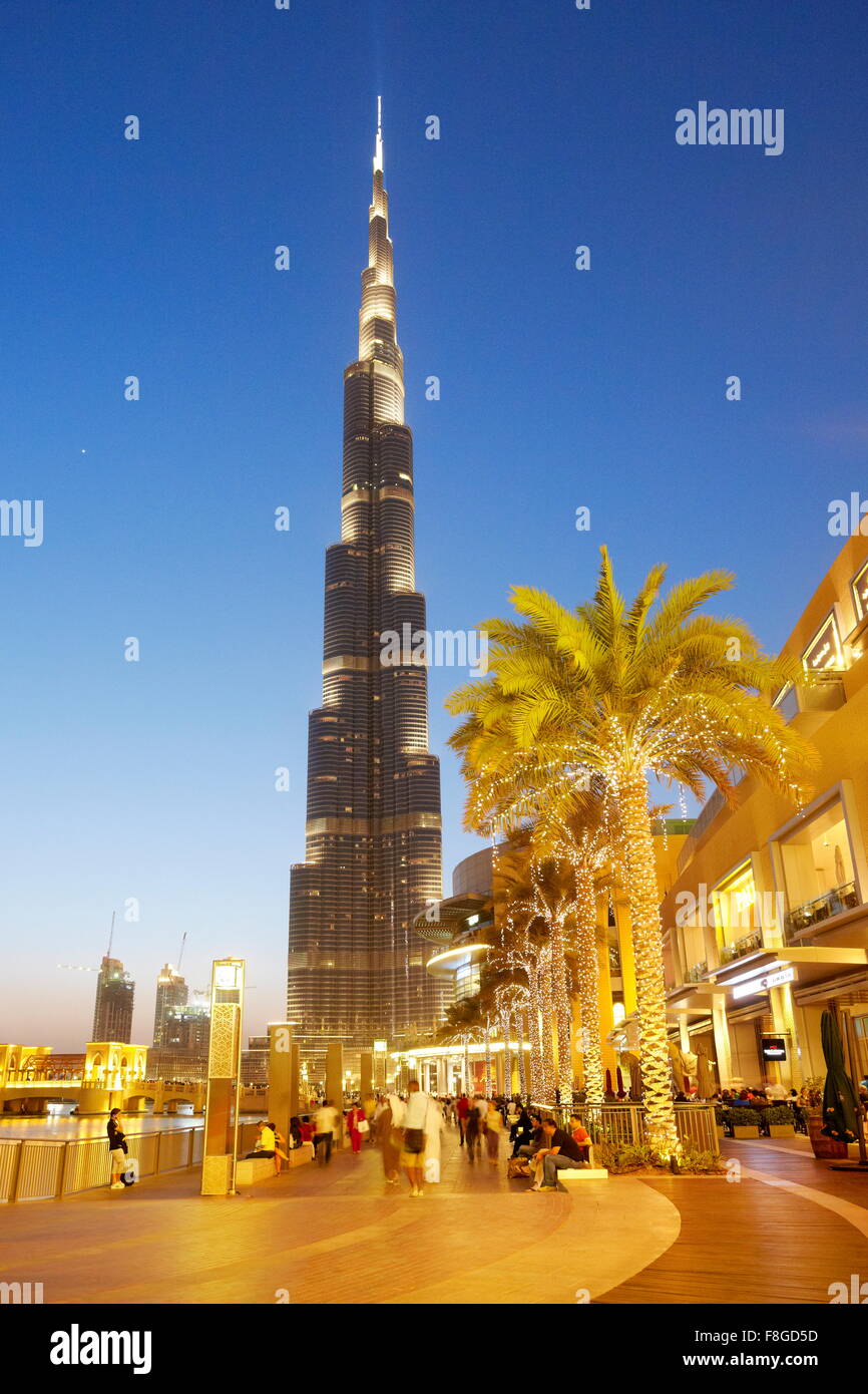 Dubai - Burj Khalifa, la costruzione più alta del mondo, Emirati Arabi Uniti Foto Stock