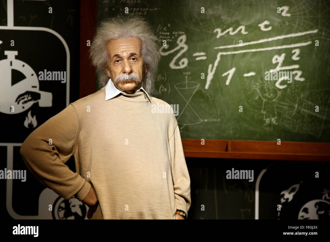 Albert Einstein in Madame Tussauds Waxworks Museum, il parco Prater di Vienna Foto Stock