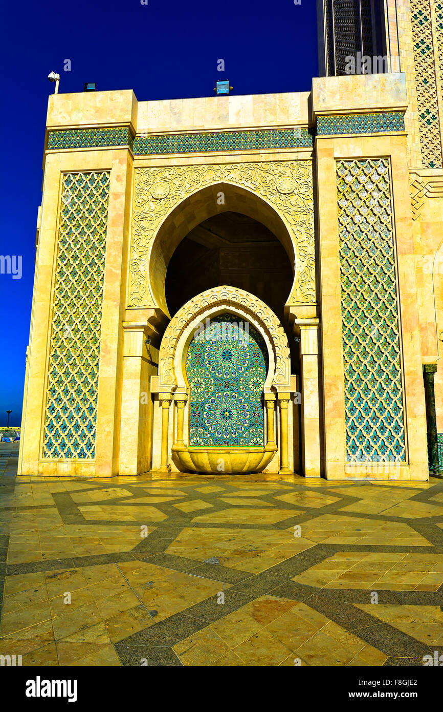 Casablanca Marocco Moschea Hassan II fontana Foto Stock