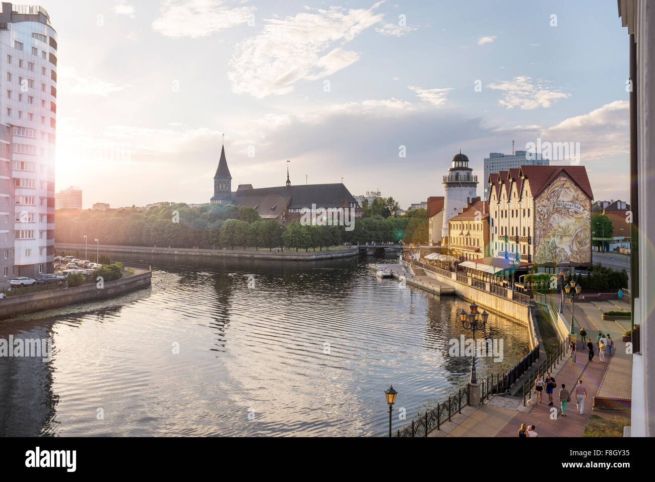 Paesaggio urbano di Kaliningrad e Waterfront, Kaliningrad, Russia Foto Stock