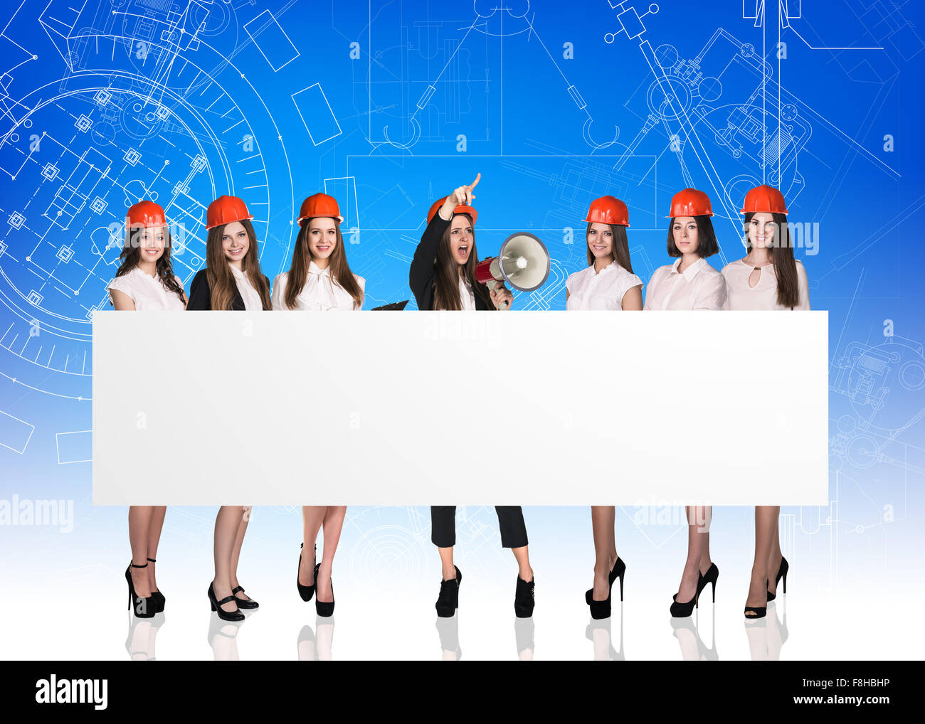 Un gruppo di donne di business con bordo bianco Foto Stock