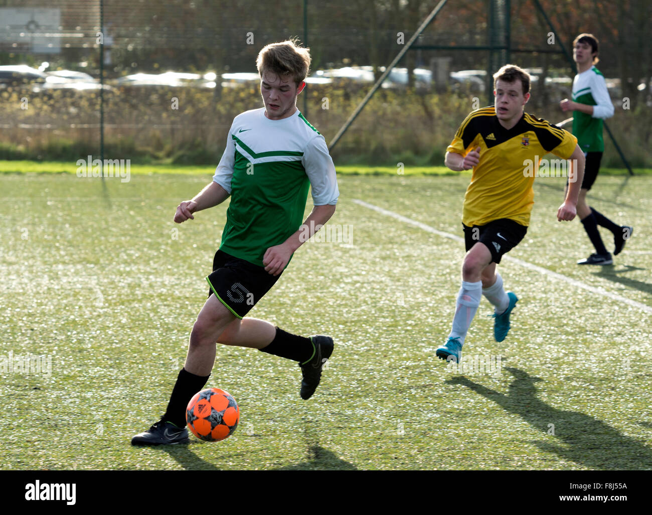 Università sport UK - Uomo partita di calcio Foto Stock