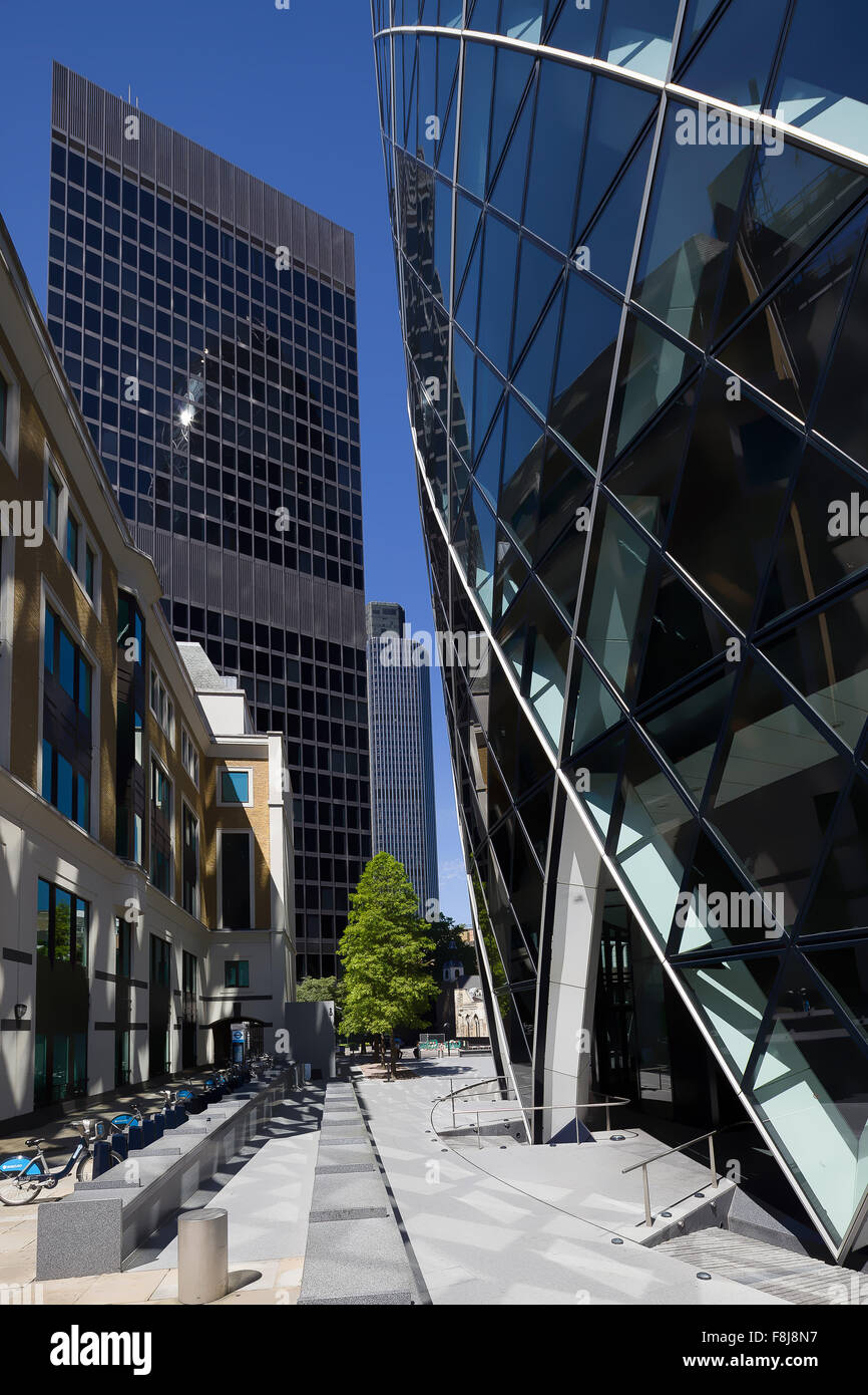 Paesaggio urbano e il Gherkin Tower, London. Foto Stock