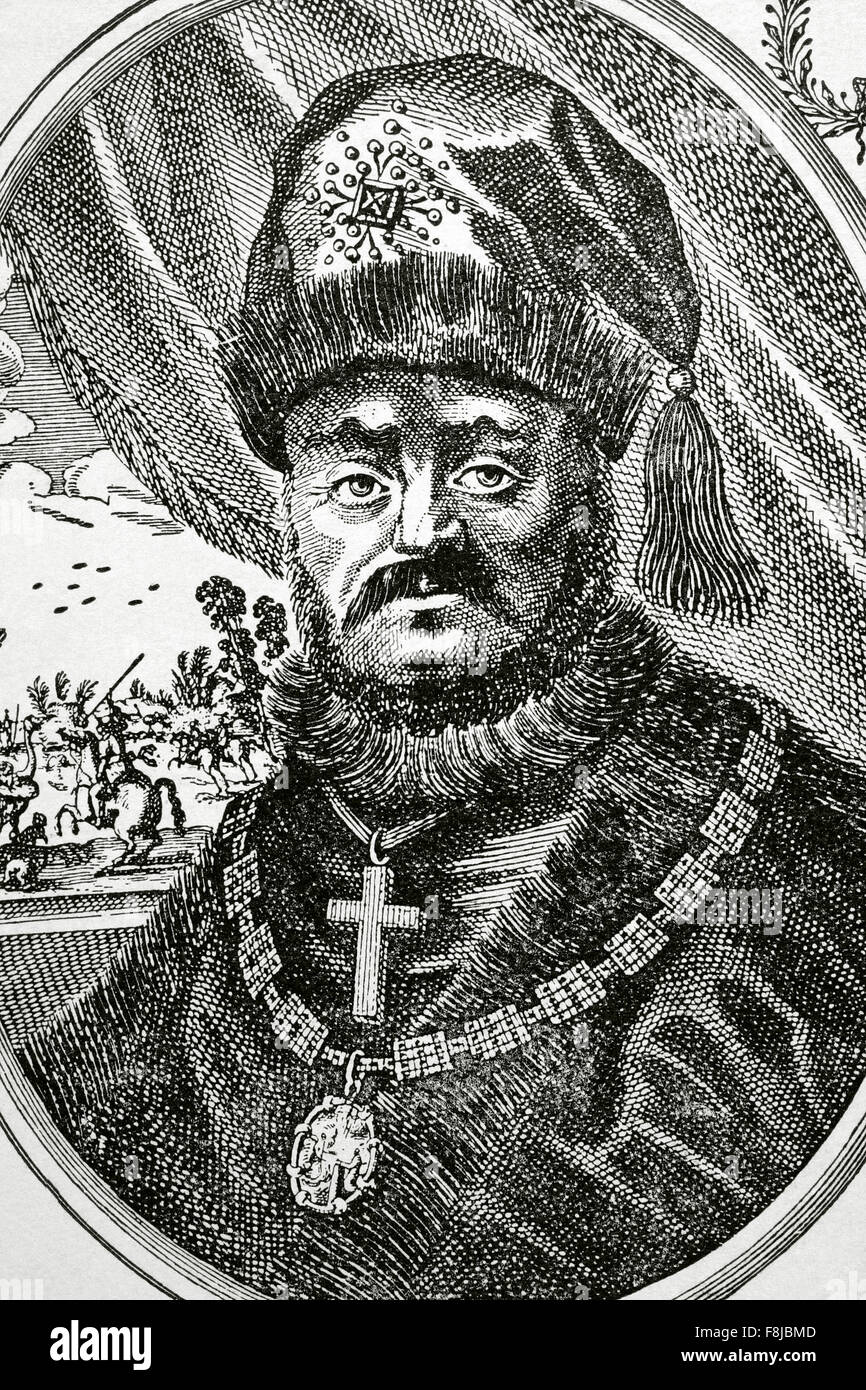 Michael I della Russia (1596-1645). Prima dello zar russo della casa di Romanov. Ritratto. Incisione. Xix secolo. Foto Stock
