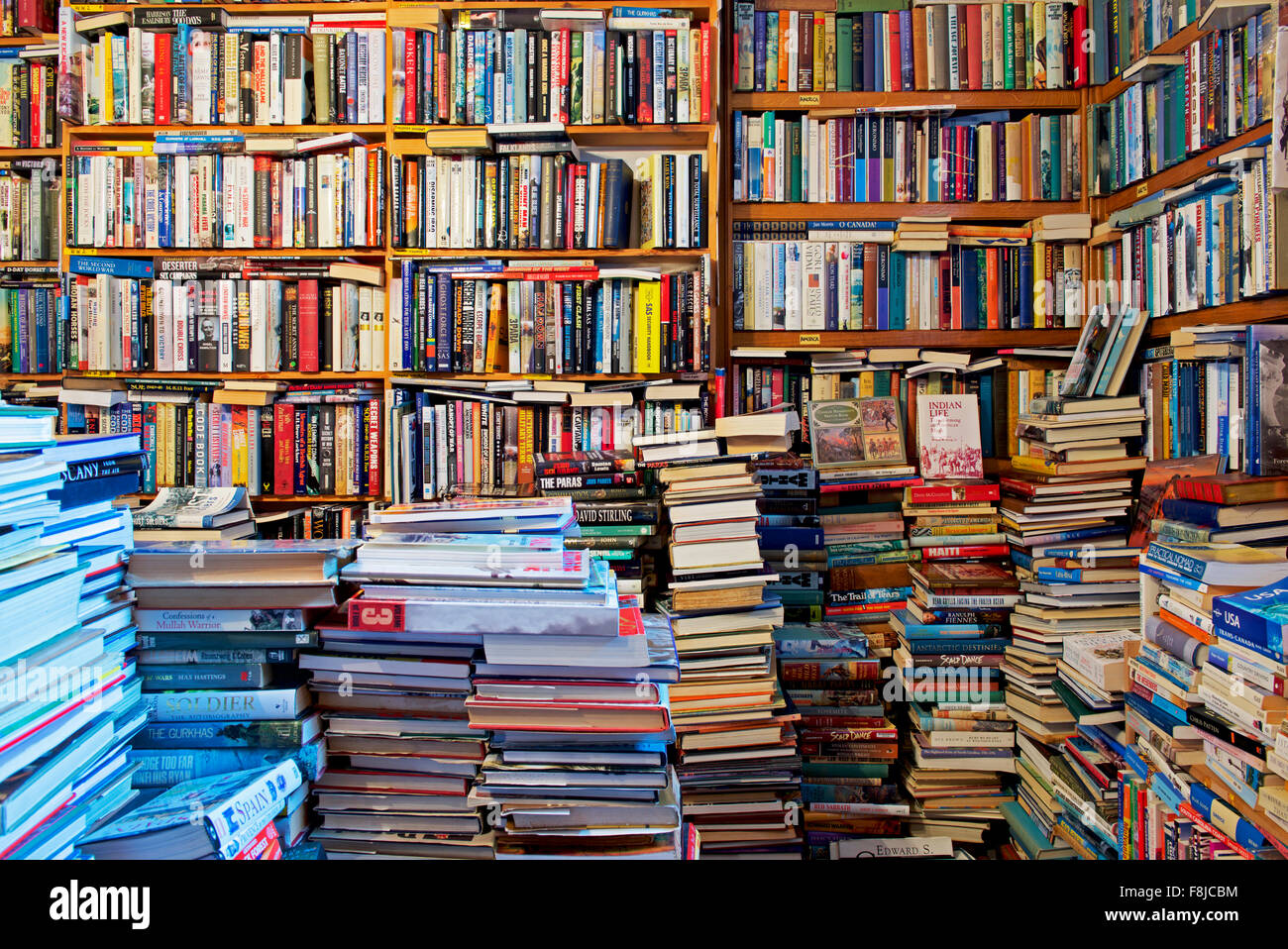 Interno di Camilla's Bookshop, Grove Road, Eastbourne, East Sussex, England Regno Unito Foto Stock