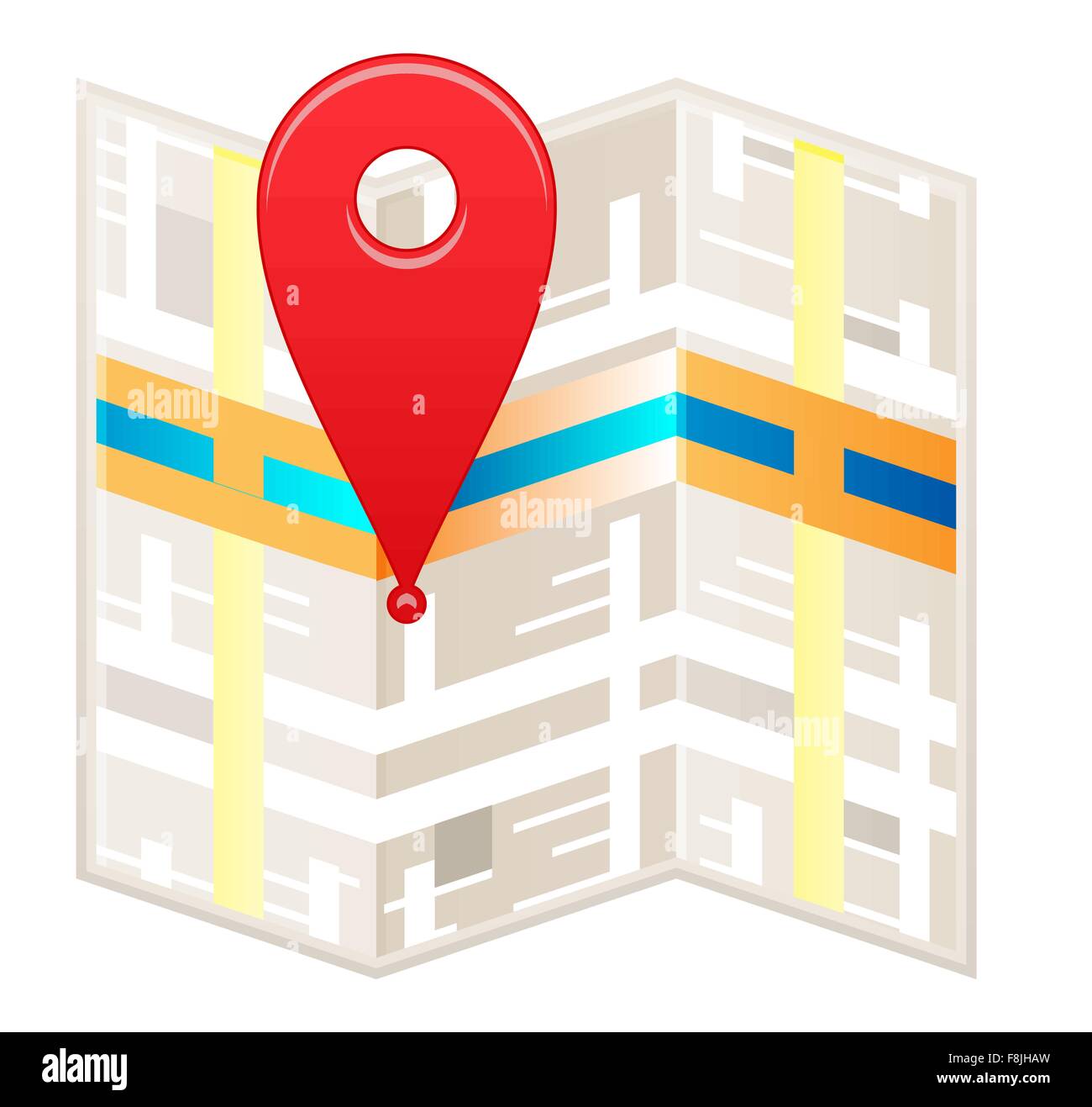 Mappa stilizzata icona. Tutto su sfondo bianco. Illustrazione Vettoriale