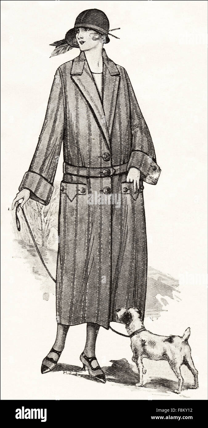 Enca la moda di 1920s. Cappotto in Lana velour coperta con rifiniture in  tessuto & Striscia contrasto in vari colori Foto stock - Alamy
