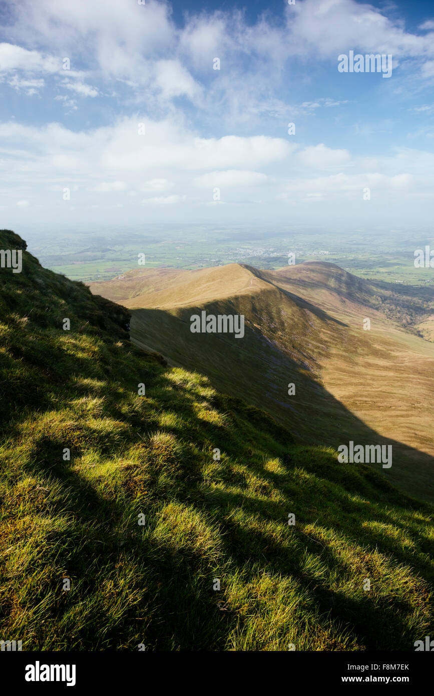 Vista da Pen Y ventola, Brecon Beacons, POWYS, GALLES Foto Stock