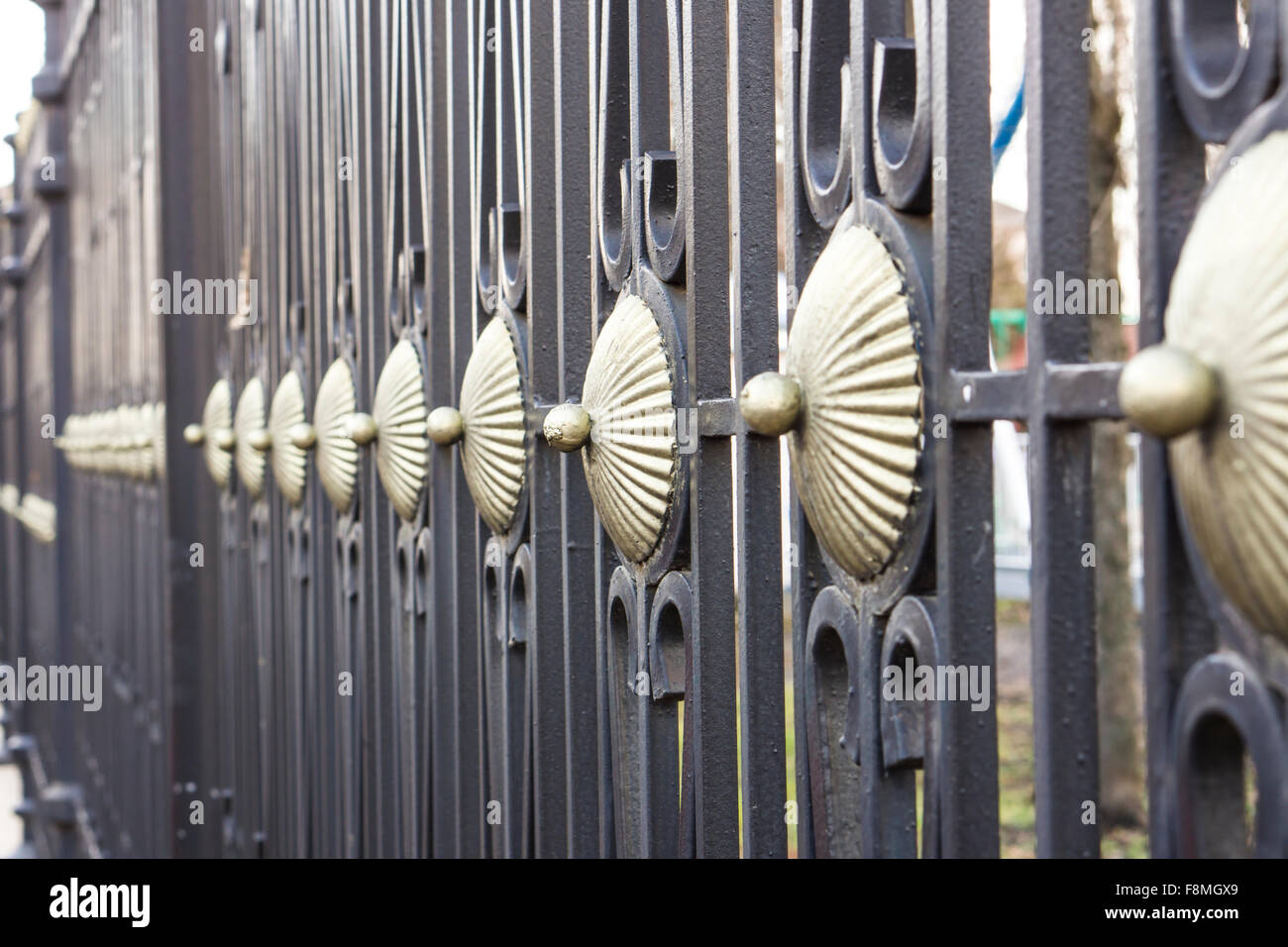 Ferro battuto recinzione Foto Stock
