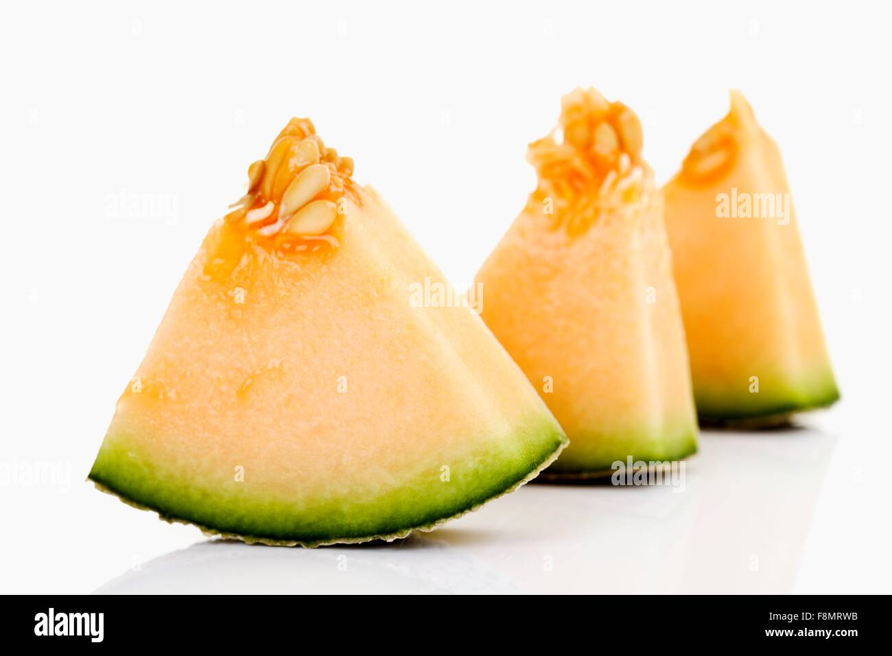 Pezzi di Melone Galia Foto Stock