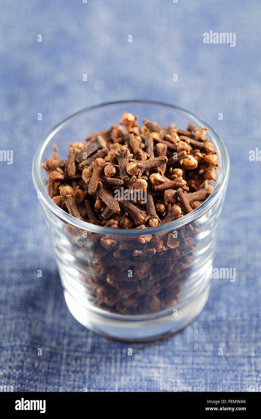 Piccolo vaso aperto di chiodi di garofano Foto Stock