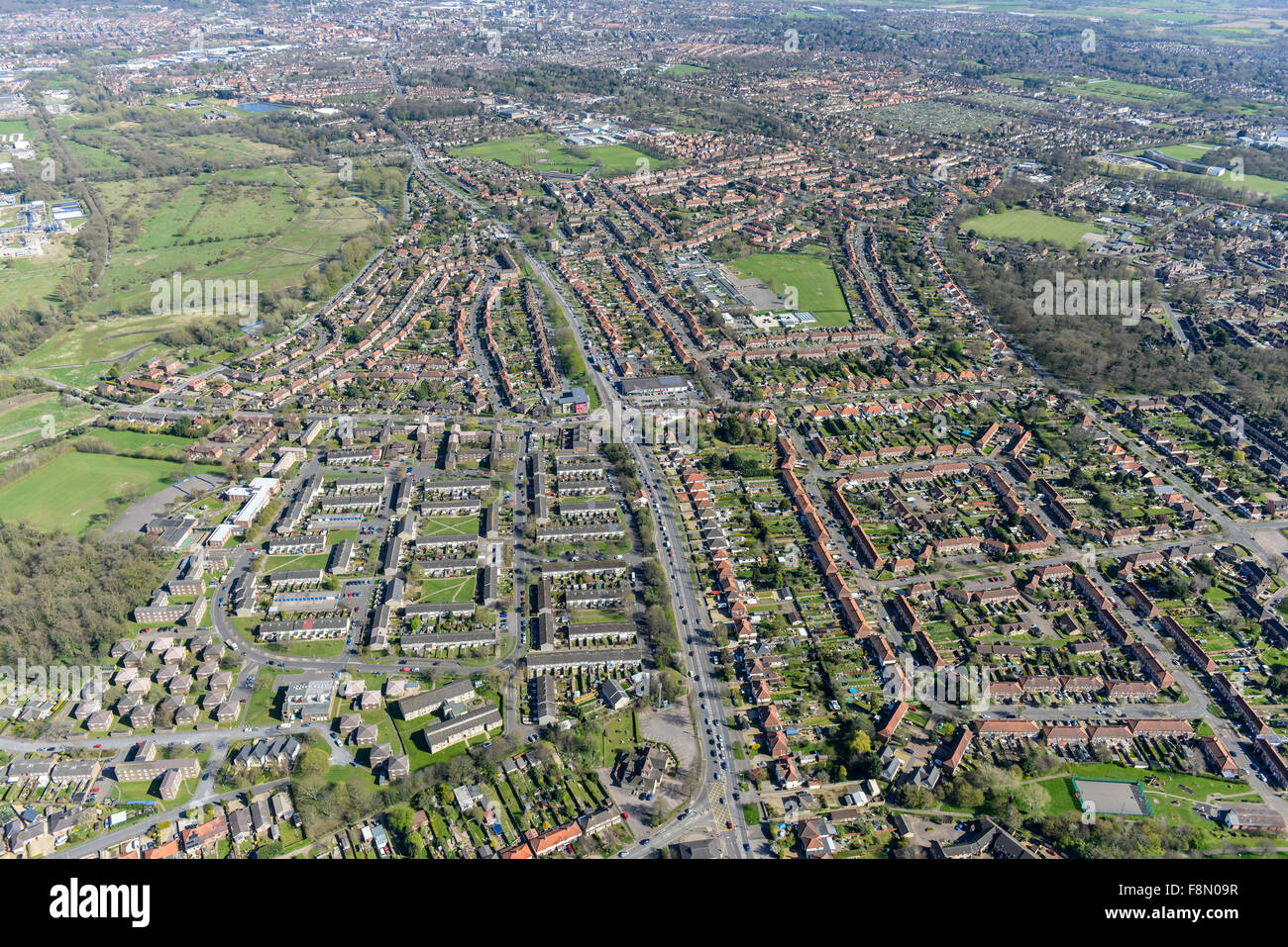 Una veduta aerea della Norwich sobborgo di nuovo Costessey Foto Stock