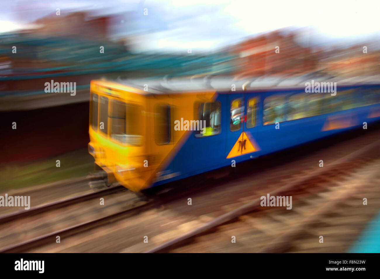 Newcastle Metro treno Foto Stock