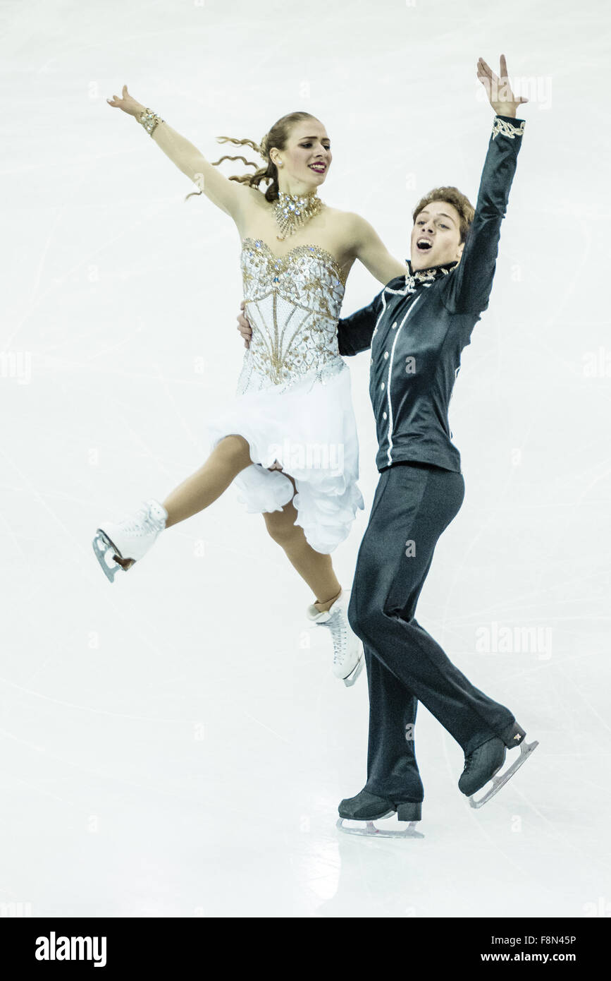 Barcellona, Spagna. 10 dicembre, 2015. Stati Uniti d'America's RACHEL PARSONS/MICHAEL PARSONS eseguire la loro danza Junior - breve programma durante il XXI ISU Grand Prix di Pattinaggio di Figura finale di Barcellona - Il ISU Grand Prix di Pattinaggio di Figura finale, che si terrà congiuntamente con l'ISU Junior Grand Prix finale, è il coronamento del Grand Prix circuito in serie e poi la seconda più importante evento internazionale per l'Unione di pattinaggio (ISU) dopo i Campionati del mondo. Credito: Matthias Oesterle/ZUMA filo/Alamy Live News Foto Stock