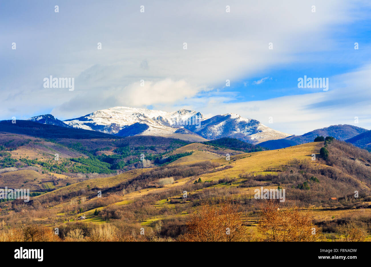 Paesaggi delle montagne dei Carpazi, Romania Foto Stock