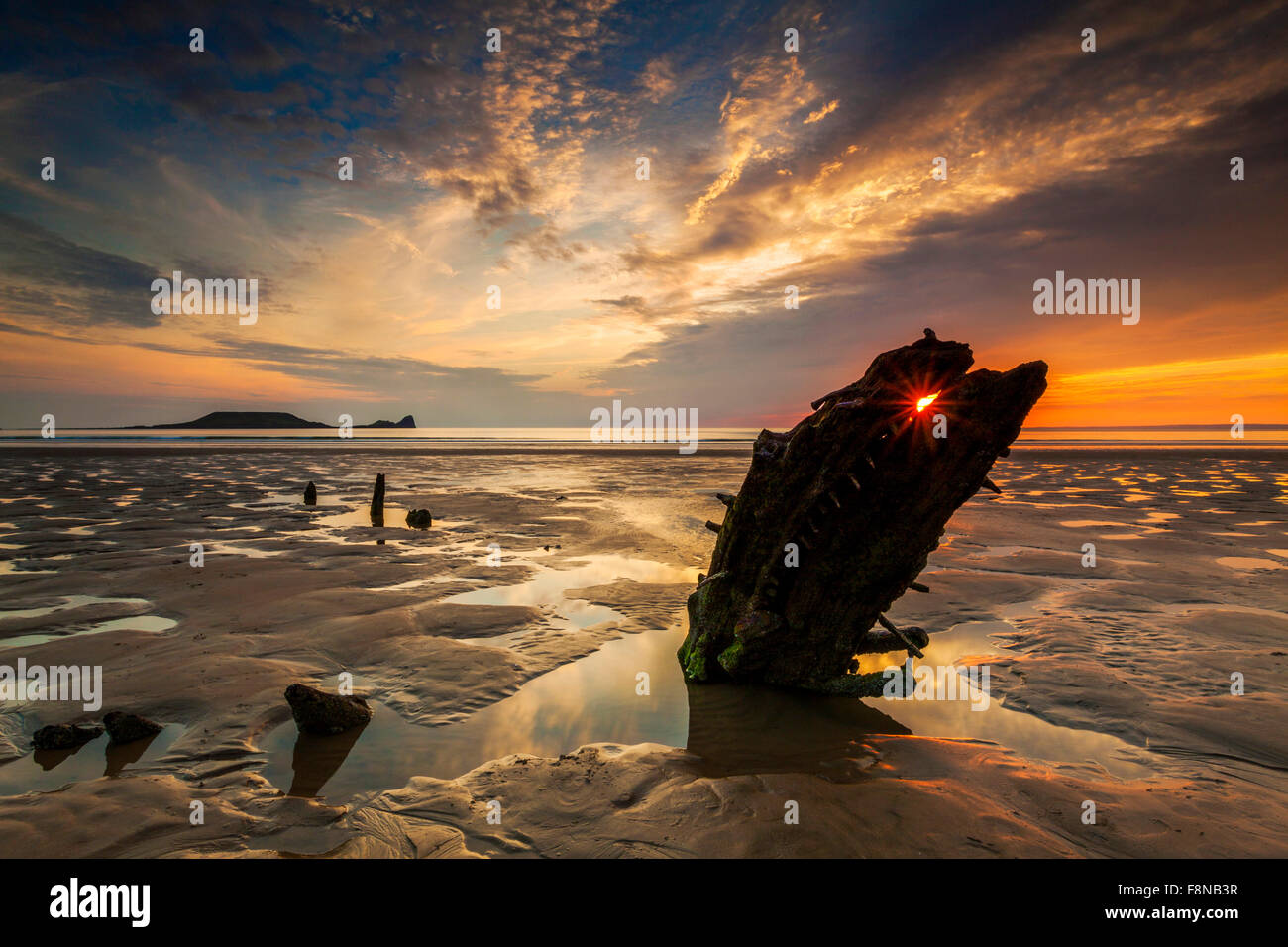 RELITTO DELLA HELVETIA, RHOSSILI BAY, GOWER, GALLES, REGNO UNITO Foto Stock