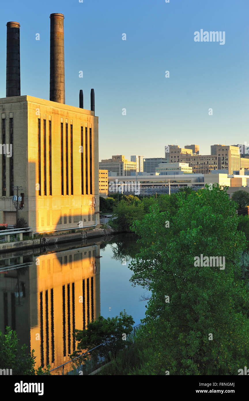 Chicago's Union Station Power Plant (chiamato anche la Union Station e potente) situato a nord della strada di Roosevelt su Taylor Street..Chicago, Illinois, Stati Uniti d'America. Foto Stock
