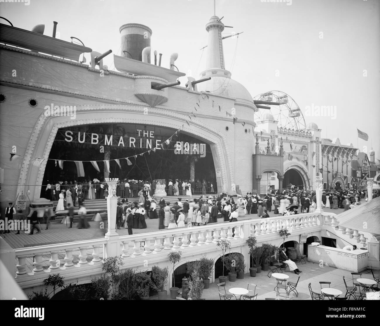 Sommergibile Boat Building, Coney Island, New York City USA, circa 1900 Foto Stock