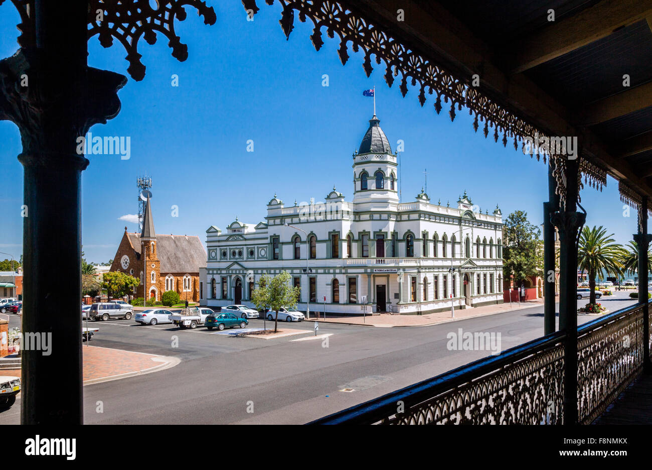 Australia, Nuovo Galles del Sud, Forbes, vista del restaurato accuratamente il municipio storico della centrale di West Country città di Forbes Foto Stock