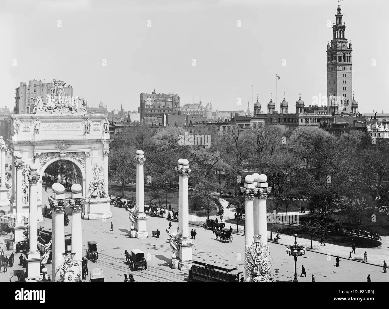 Madison Square e Dewey Arch, New York City, Stati Uniti d'America, circa 1900 Foto Stock