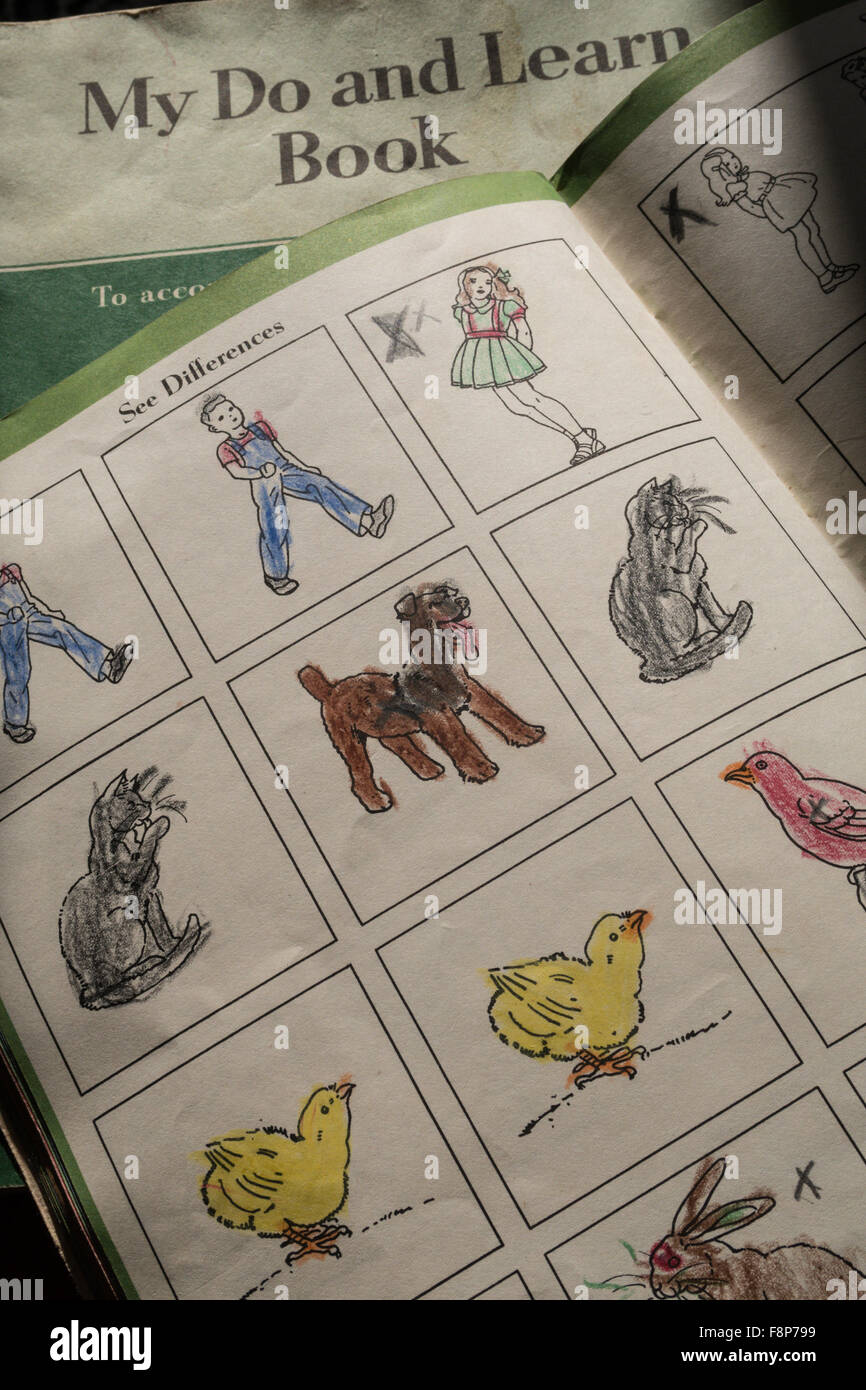 Vintage anni cinquanta Pre-Schooler's 'My fare e imparare Book', STATI UNITI D'AMERICA Foto Stock