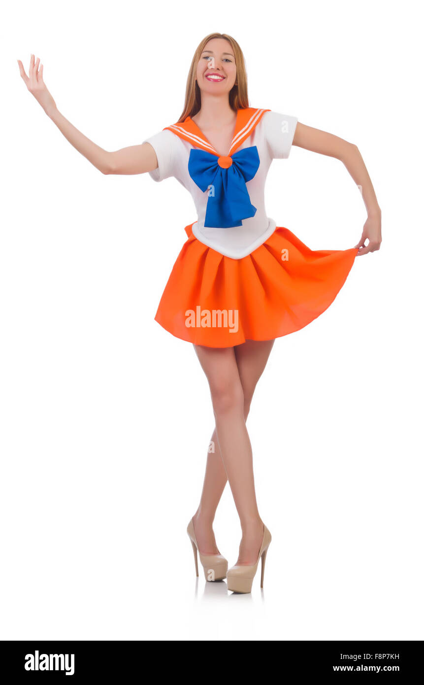 Modello femminile in Sailor Moon costume Foto Stock