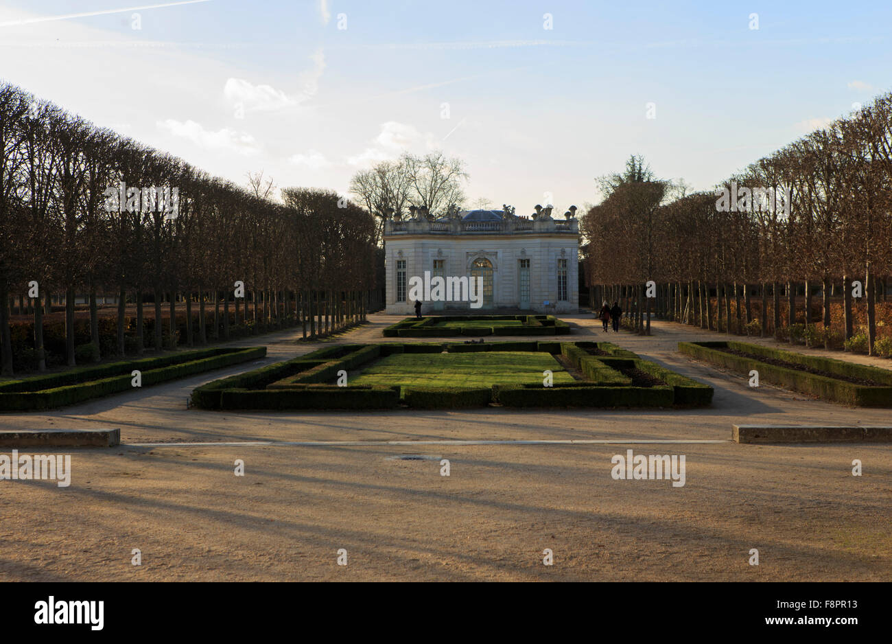 Il padiglione francese all'interno dei terreni del Petit Trianon, nei giardini del Palazzo di Versailles, Parigi, Francia Foto Stock