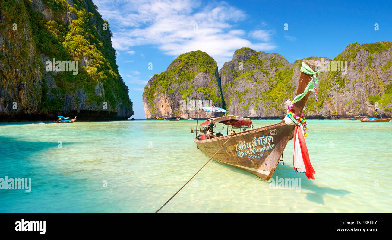 Maya Tropical Bay Beach, Phi Phi Leh Island, Thailandia, Asia Foto Stock