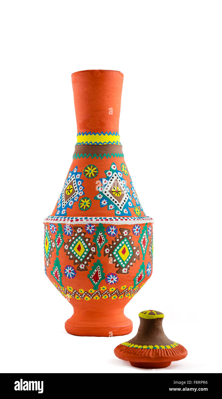 Dipinto egiziano Vaso in ceramica Foto Stock