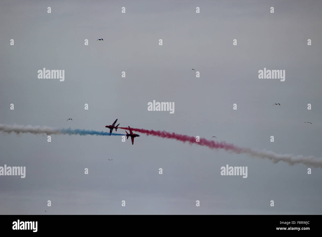 Rhyl Airshow di Ferragosto con la RAF frecce rosse acrobatico Team Display Foto Stock