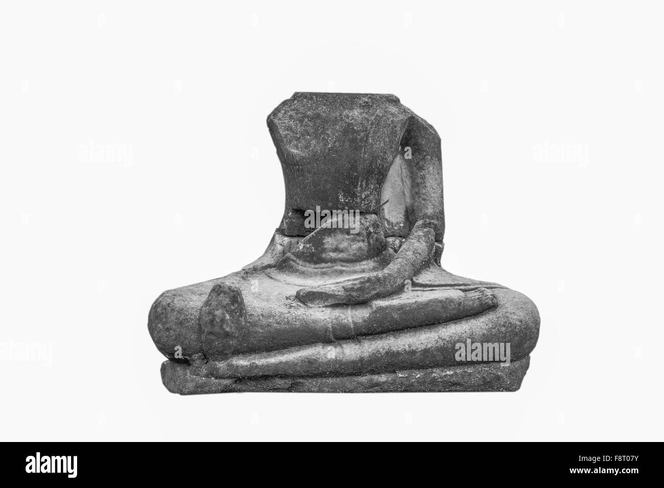 Una metà di antica statua del Buddha Foto Stock