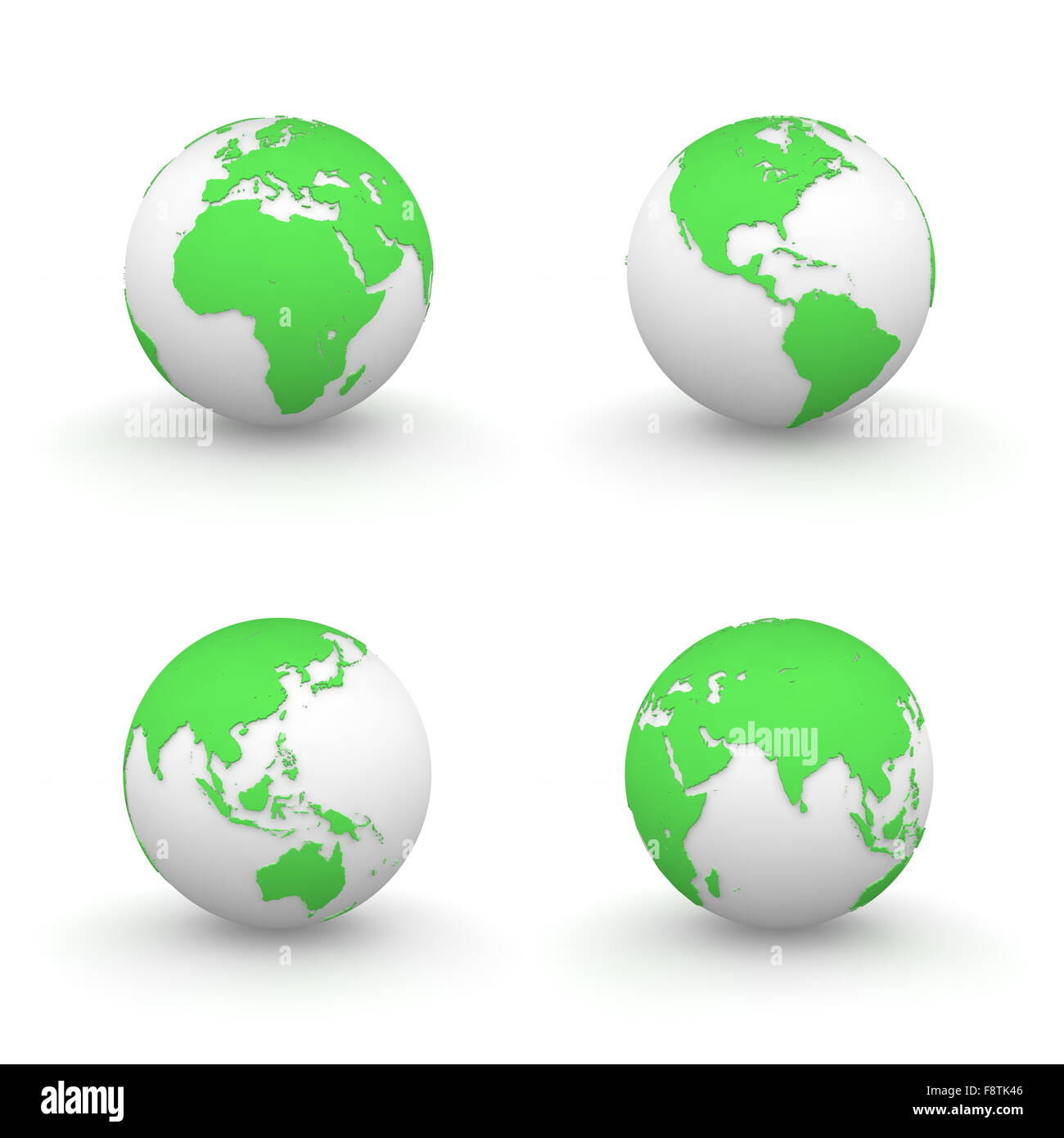 3D globi in verde Foto Stock