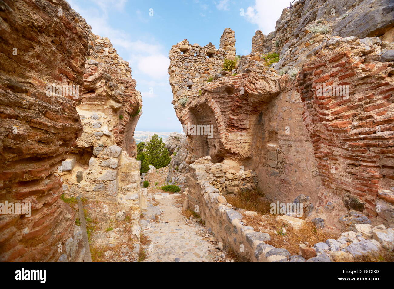 Kos - isole Dodecanesi, Grecia, Old Pyli - abbandonato il villaggio di montagna Foto Stock