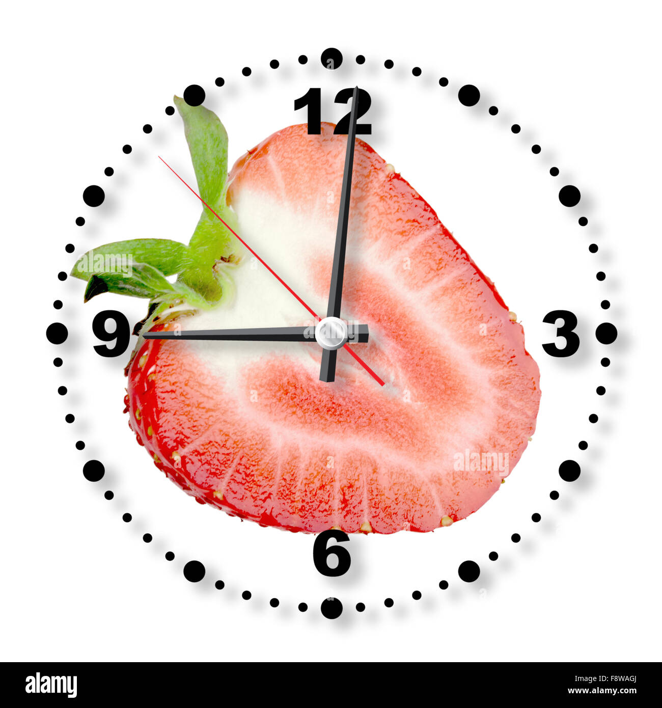 Fragola rossa come un orologio per ufficio Foto Stock