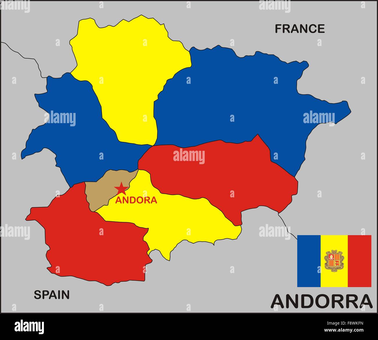 Mappa di Andorra Foto Stock