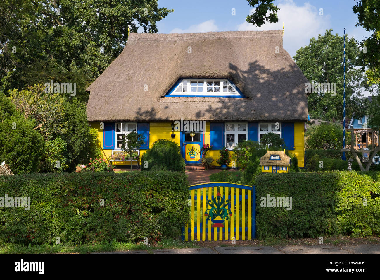 Casa di paglia, nato auf Darß, Fischland-Darß-Zingst, Meclenburgo-Pomerania Occidentale, Germania Foto Stock