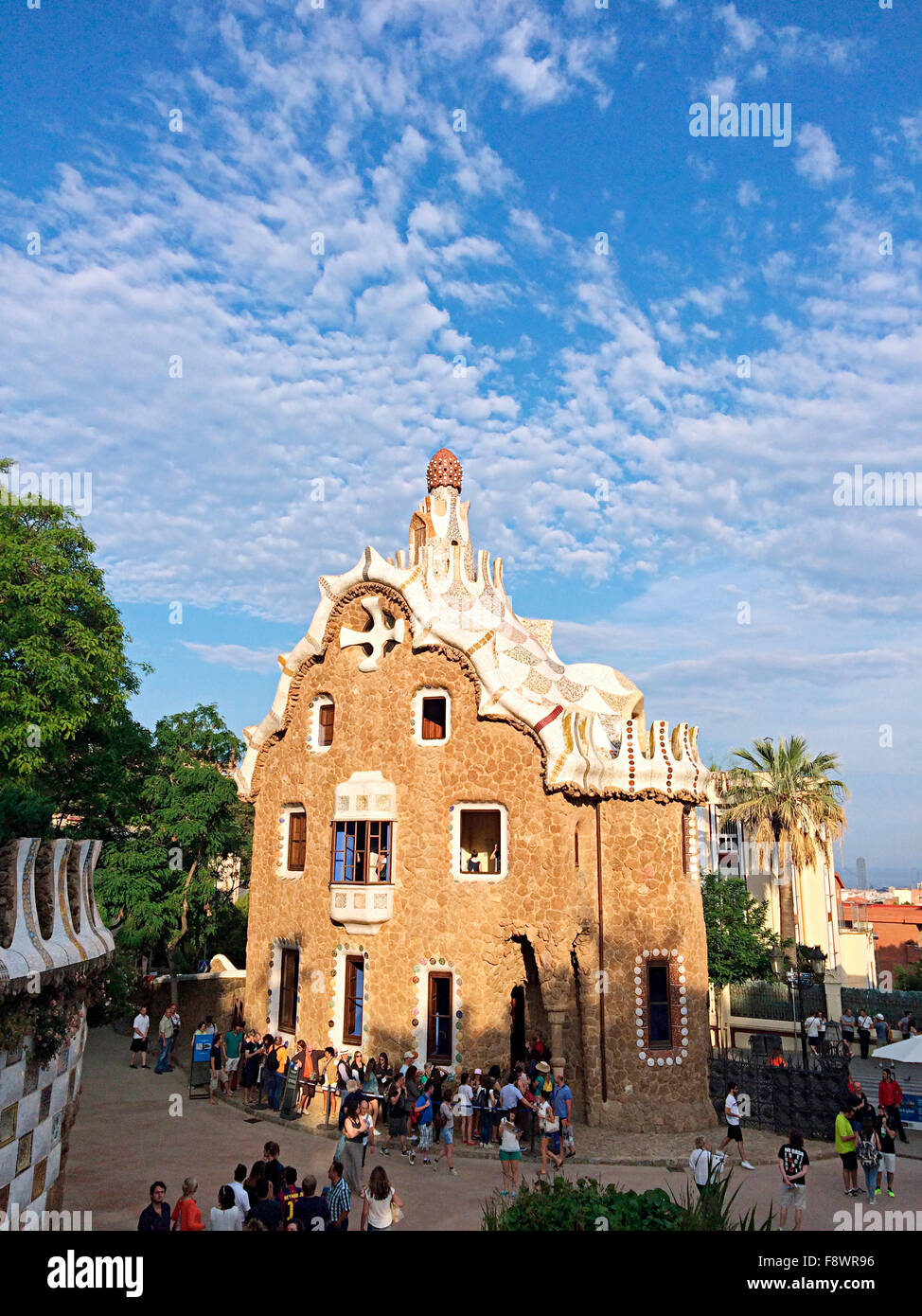 Casa da favola, Parco Güell, Barcellona, ​​Catalonia, Spagna Foto Stock