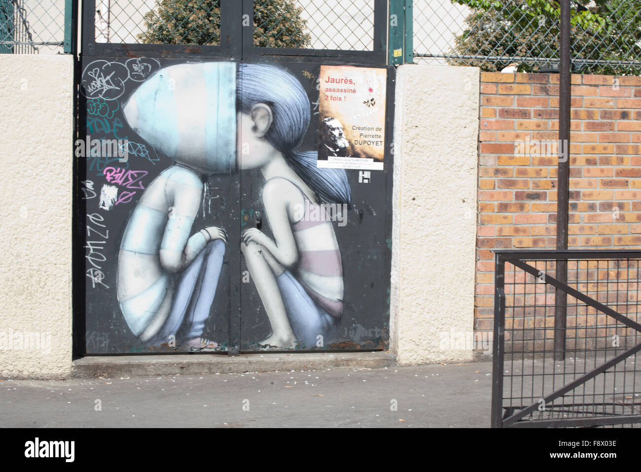 Paris street art con graffiti. Foto Stock