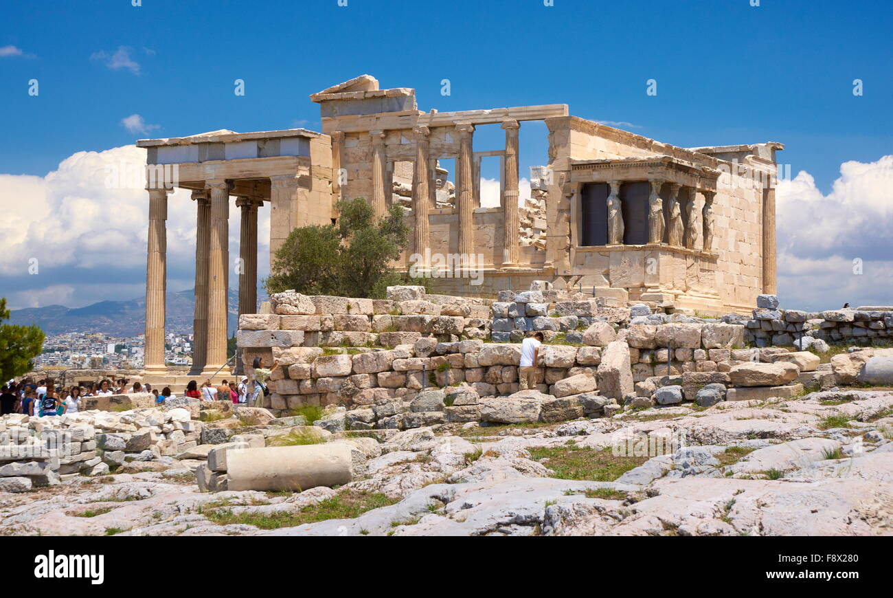 Atene - Acropoli, Erechtheum tempio, Grecia Foto Stock