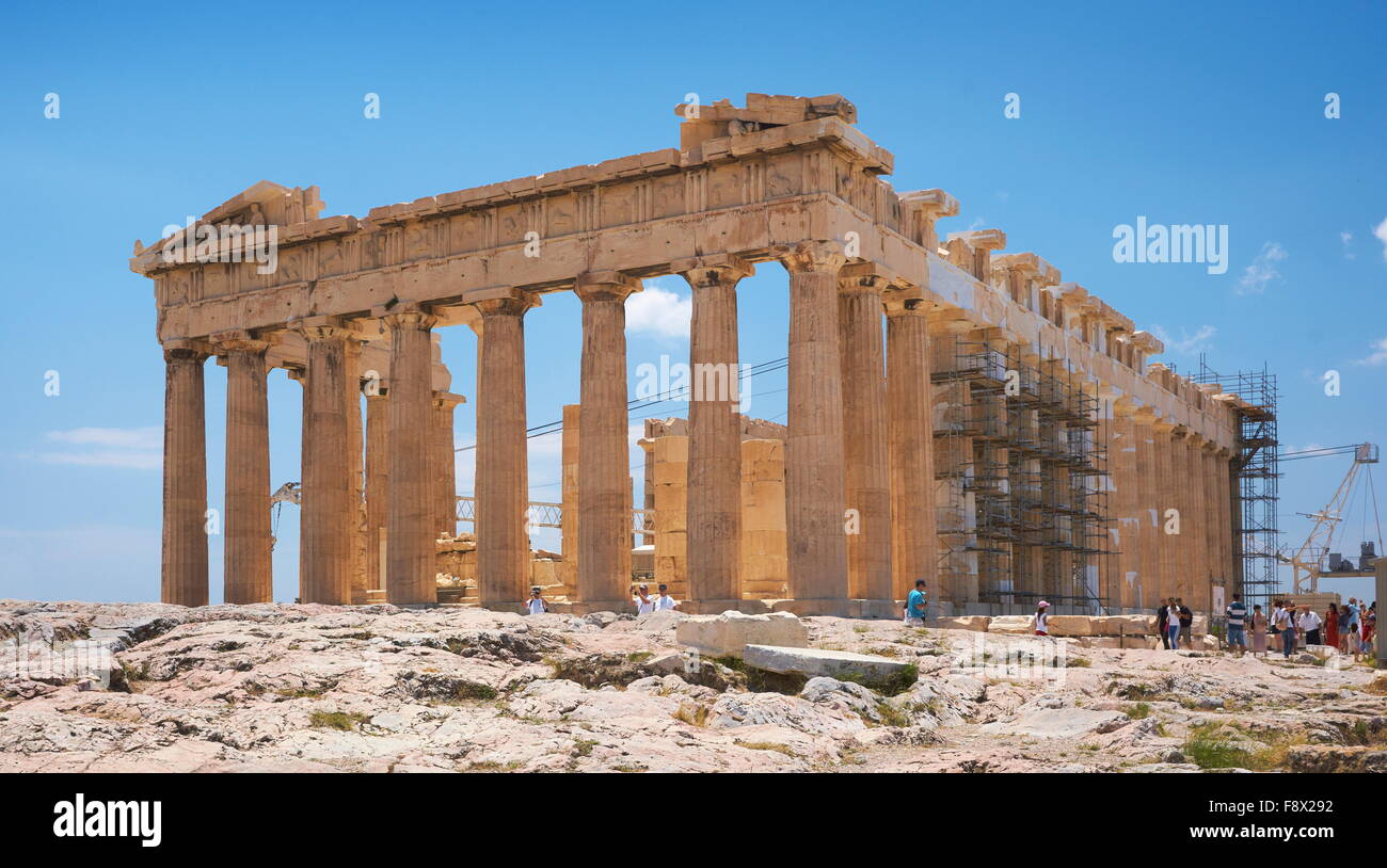 Atene - l'Acropoli, il Partenone tempio, Grecia Foto Stock