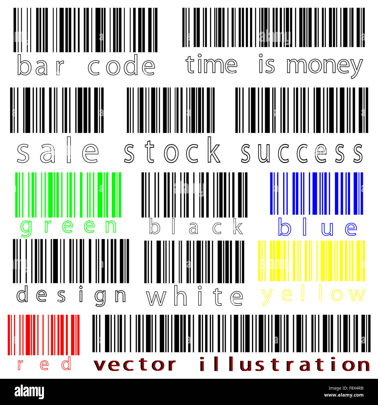 Codici a barre contro il vettore white Foto Stock