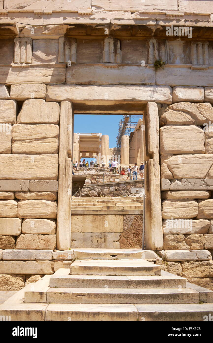 Atene - porta all'Acropoli, Grecia Foto Stock