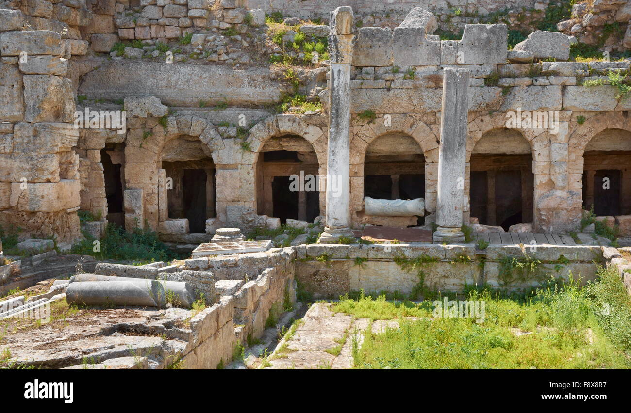 Le rovine della città antica di Corinto, Grecia Foto Stock